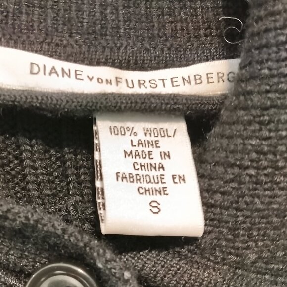 Diane Von Furstenberg Collared Wool Cardigan/Sweater Black Size S - Picture 3 of 5